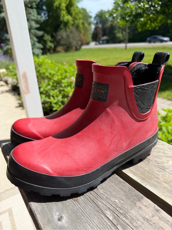 Pendleton Shoes - Pendleton Red and Black lined for warmth Waterproof Chelsea Rain Booties